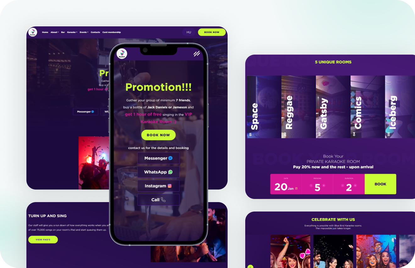 Blue Bird Karaoke Rooms Booking system — Artilab