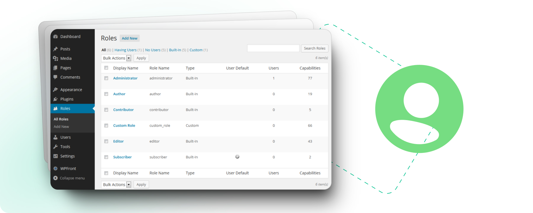 Hidden User Role Capabilities wordpress